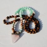 Yoga Mala Beads with rose quartz, amazonite and ocean jasper